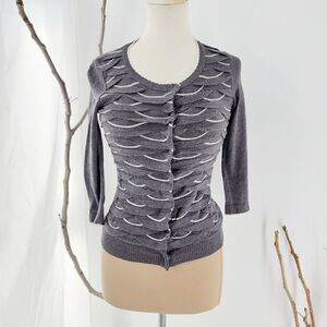 Anthropologie little yellow bird y2k fitted cardigan gray